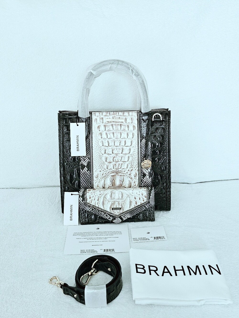 NWT Brahmin CHARCOAL KNOTTINGHAM Caroline w/Veronica Wallet